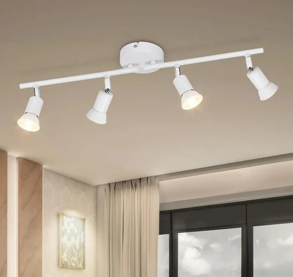 MYLİGHTS  beyaz  DÖRTLÜ LED AVİZE LED SPOT HAREKELİ AVİZE APLULLÜ ürün görseli 1