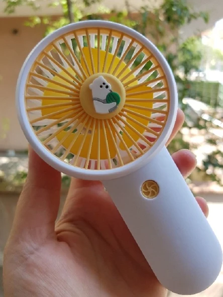 Şarjli Mini El Fanı Masa Fanı Soğutucu Masa Üstü Vantilatör Usb Stantlı Cep Telefonu Tutucu Sarı ürün görseli 1