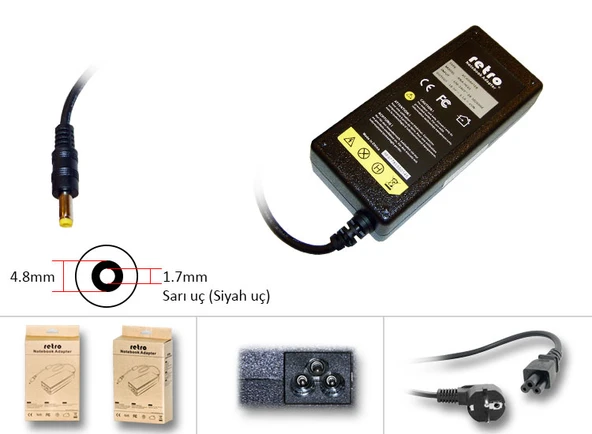 Casper Nirvana X500.1065-8V00P-G-F, X500.1065-BV00X-G-F Notebook Adaptörü, Şarj Aleti Cihazı 65W ürün görseli 1