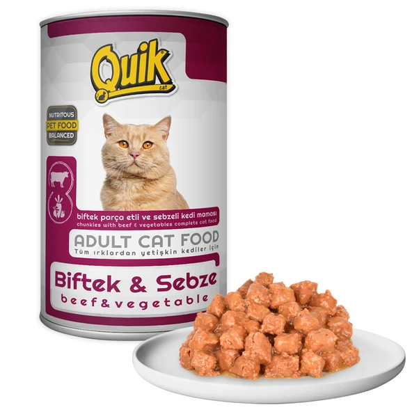 Quik Kedi 415 gr Biftek-Sebze Konserve Skt: 12/2028 ürün görseli 1