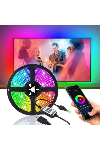 Plentiful Tv Arkası Bluetooth Rgb Usb Silikonlu Led Şerit Aydınlatma 16 Renk - 3 Metre ürün görseli 1
