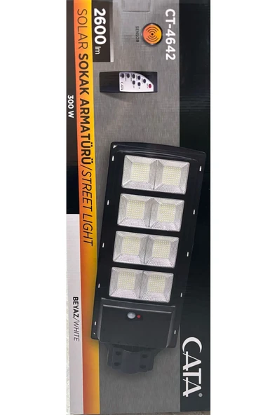 Cata Ct-4642 300w Güneş Enerjili Solar Sokak Armatürü 6400k Beyaz Işık ürün görseli 1