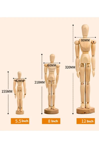 Eskiz Mankeni Ahşap Model 20 cm Manken Modelling - Resim 11