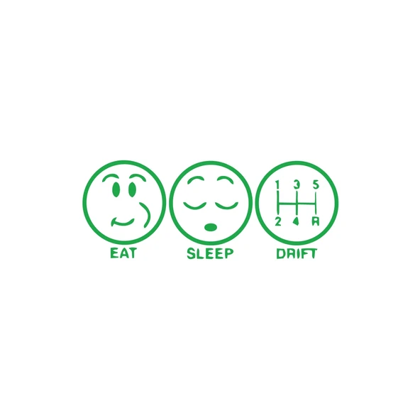 Eat Sleep Drift Araba Sticker 17x17 Cm Yeşil ürün görseli 1