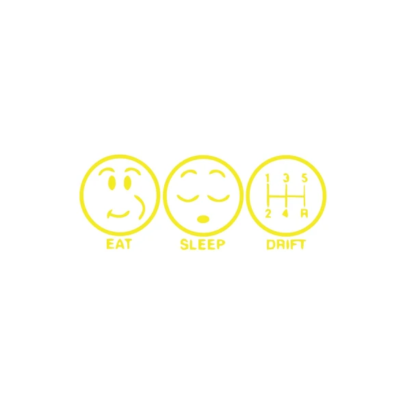 Eat Sleep Drift Araba Sticker 17x17 Cm Sarı ürün görseli 1