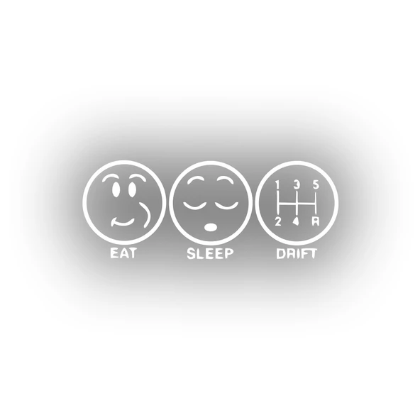 Eat Sleep Drift Araba Sticker 17x17 Cm Beyaz ürün görseli 1