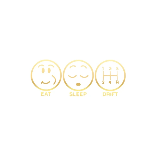 Eat Sleep Drift Araba Sticker 17x17 Cm Gold ürün görseli 1
