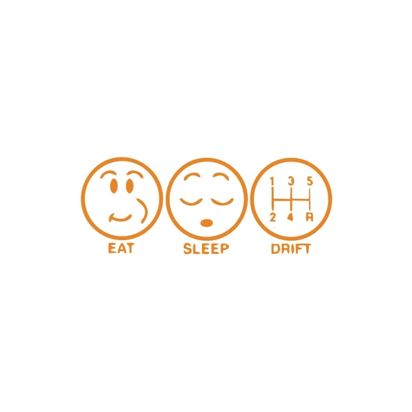 Eat Sleep Drift Araba Sticker 17x17 Cm Turuncu ürün görseli 1