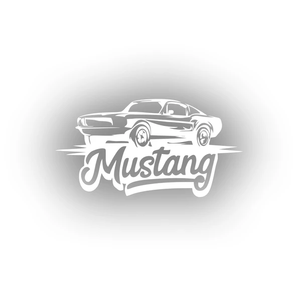 Mustang Araba Silüet Sticker 17x17 Cm Beyaz ürün görseli 1
