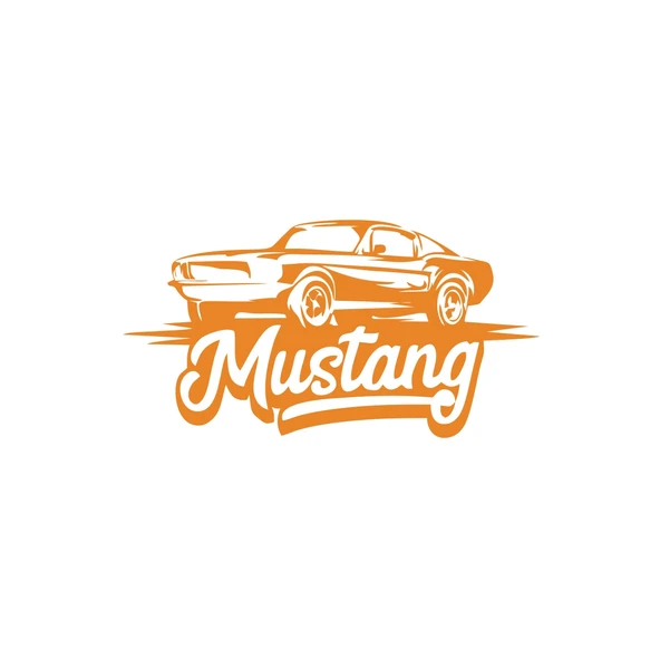 Mustang Araba Silüet Sticker 17x17 Cm Turuncu ürün görseli 1