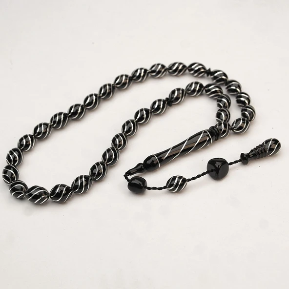 Oltu Taşı Çeşm-i Bülbül İşlemeli Tespih ürün görseli 1