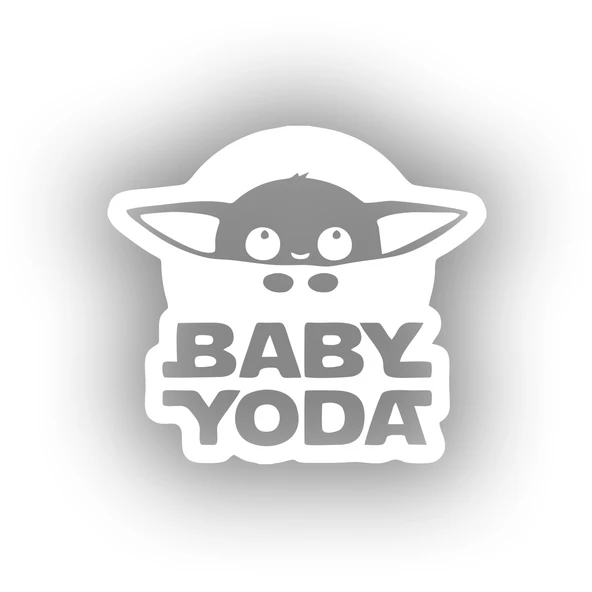Baby Yoda Araba Stickeri 17x17 Cm Beyaz ürün görseli 1