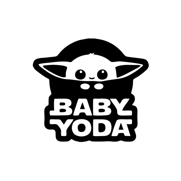 Baby Yoda Araba Stickeri 17x17 Cm Siyah ürün görseli 1