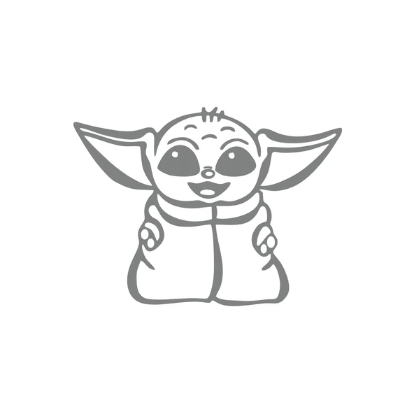 Baby Yoda Araba Stickeri 17x17 Cm Gri ürün görseli 1