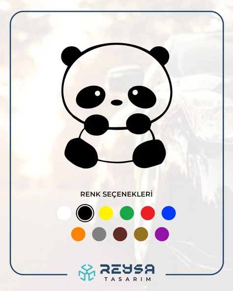 Sevimli Panda Araba Sticker 17x17 Cm Siyah ürün görseli 1