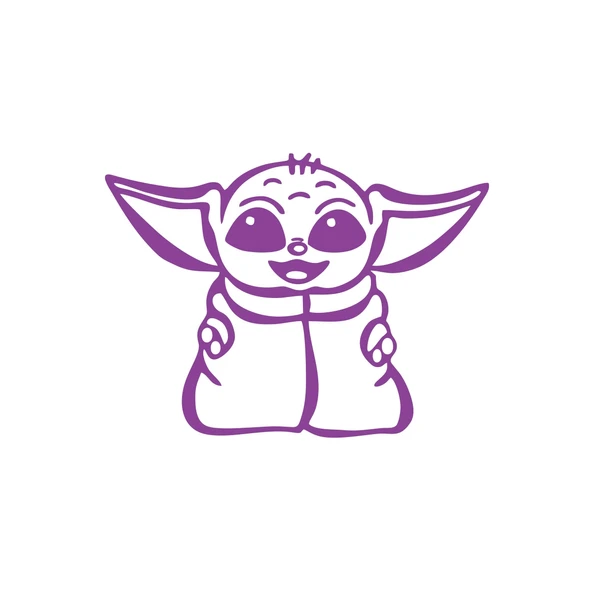 Baby Yoda Araba Stickeri 17x17 Cm Mor ürün görseli 1