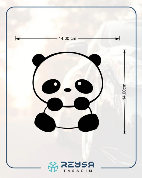 Sevimli Panda Araba Sticker 17x17 Cm Siyah - Resim 2