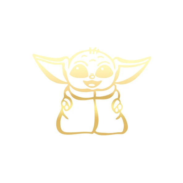 Baby Yoda Araba Stickeri 17x17 Cm Gold ürün görseli 1