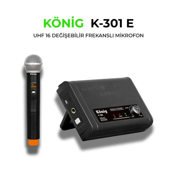 KÖNİG K-301 UHF TEK KANAL EL MİKROFON ürün görseli 1