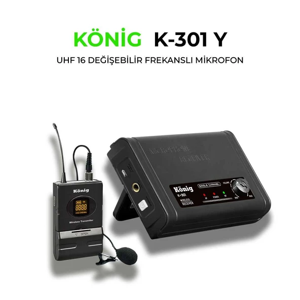 KÖNİG K-301 UHF TEK KANAL YAKA MİKROFON ürün görseli 1