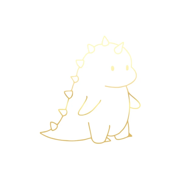 Sevimli Dino Araba Sticker 17x17 Cm Gold ürün görseli 1