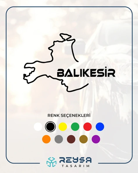 Balıkesir Harita Araba Sticker 17x17 Cm Siyah ürün görseli 1