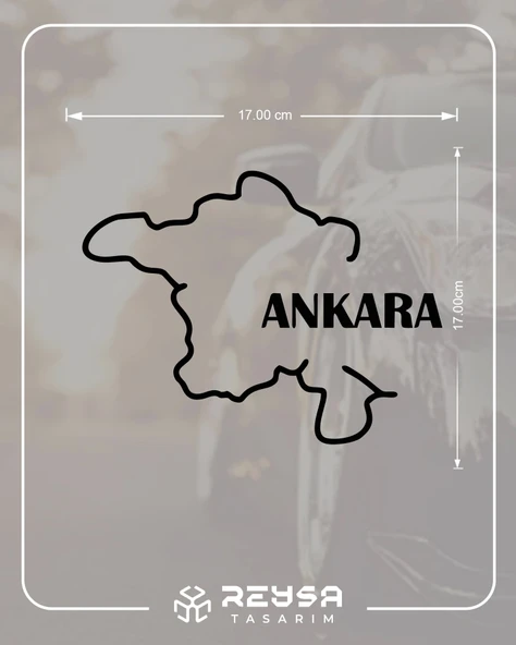 Ankara Harita Araba Sticker 17x17 Cm Siyah ürün görseli 1