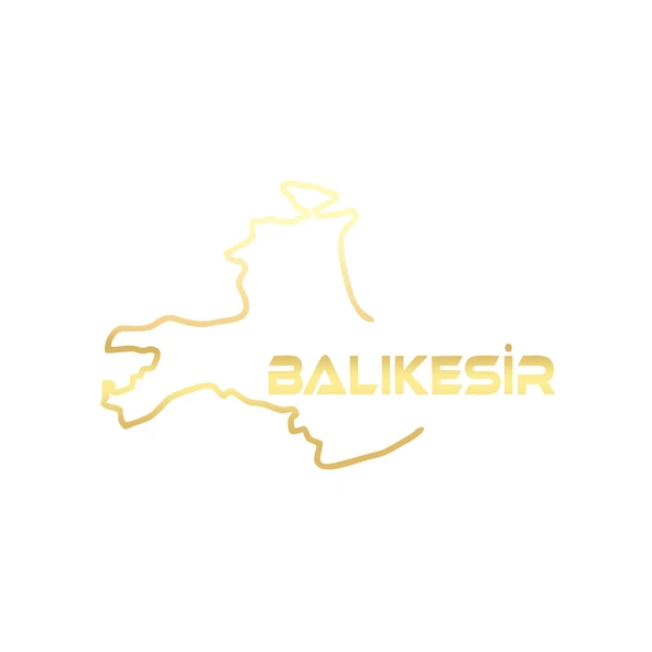 Balıkesir Harita Araba Sticker 17x17 Cm Gold ürün görseli 1