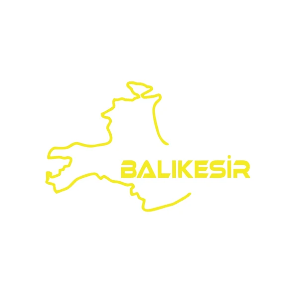 Balıkesir Harita Araba Sticker 17x17 Cm Sarı ürün görseli 1