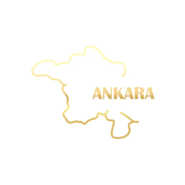 Ankara Harita Araba Sticker 17x17 Cm Gold ürün görseli 1