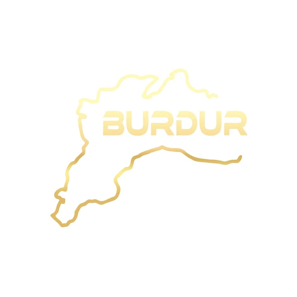 Burdur Harita Araba Sticker 17x17 Cm Gold ürün görseli 1