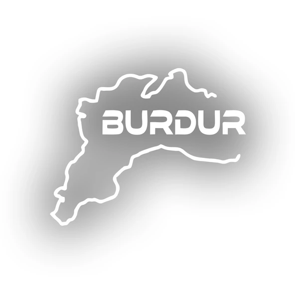 Burdur Harita Araba Sticker 17x17 Cm Beyaz ürün görseli 1