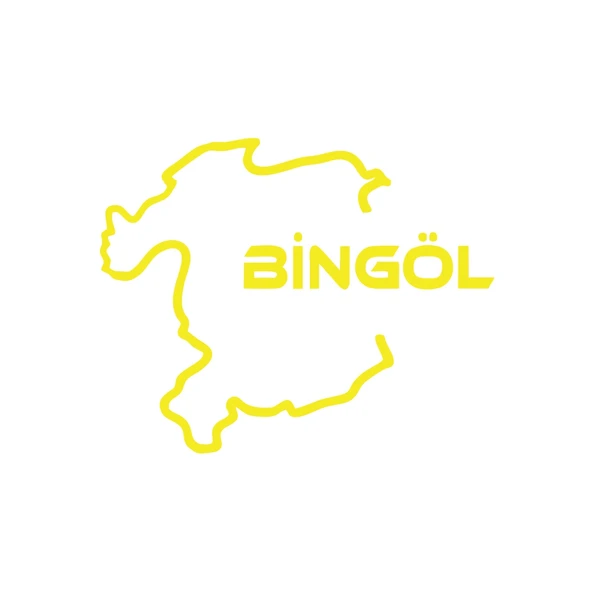 Bingöl Harita Araba Sticker 17x17 Cm Sarı ürün görseli 1