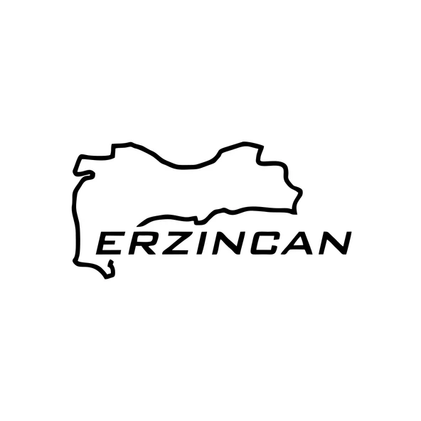 Erzincan Harita Araba Sticker 17x17 Cm Siyah ürün görseli 1