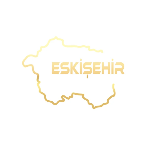 Eskişehir Harita Araba Sticker 17x17 Cm Gold ürün görseli 1