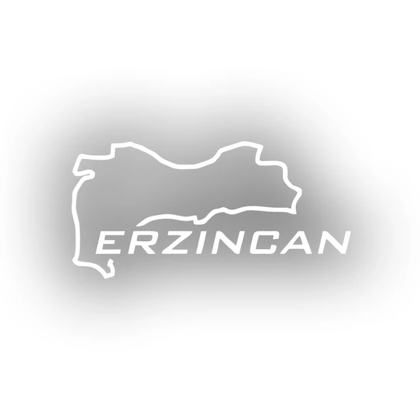 Erzincan Harita Araba Sticker 17x17 Cm Beyaz ürün görseli 1