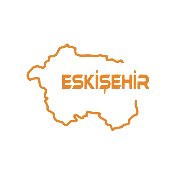 Eskişehir Harita Araba Sticker 17x17 Cm Turuncu ürün görseli 1
