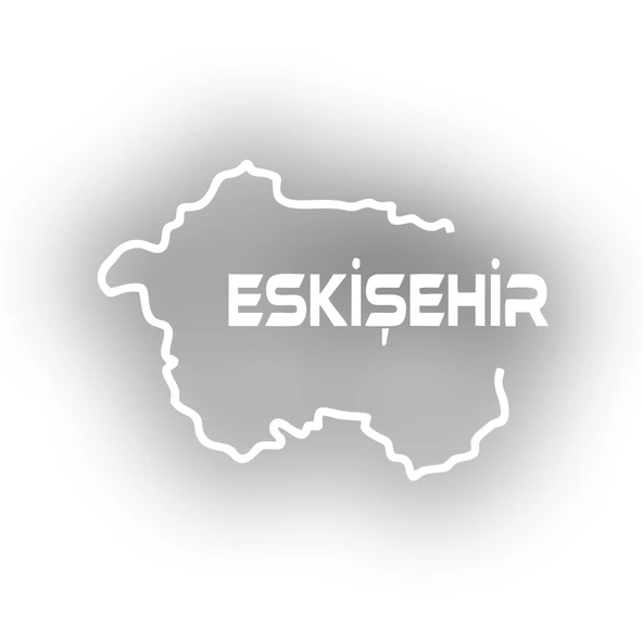 Eskişehir Harita Araba Sticker 17x17 Cm Beyaz ürün görseli 1