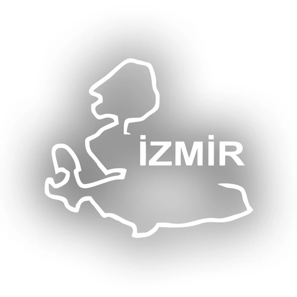 İzmir Harita Araba Sticker 17x17 Cm Beyaz ürün görseli 1