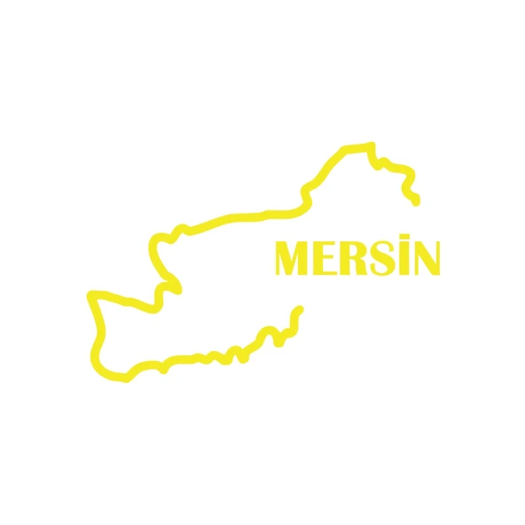 Mersin Harita Araba Sticker 17x17 Cm Sarı ürün görseli 1