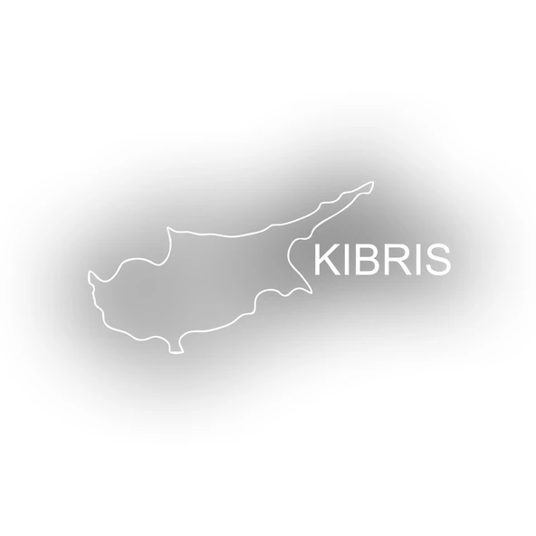 Kıbrıs Harita Araba Sticker 17x17 Cm Beyaz ürün görseli 1