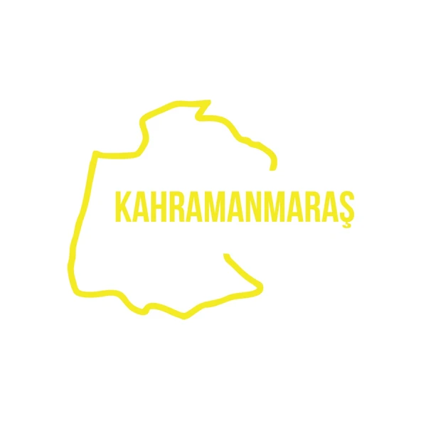 Kahramanmaraş Harita Araba Sticker 17x17 Cm Sarı ürün görseli 1