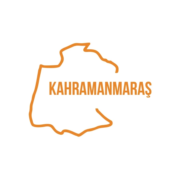 Kahramanmaraş Harita Araba Sticker 17x17 Cm Turuncu ürün görseli 1