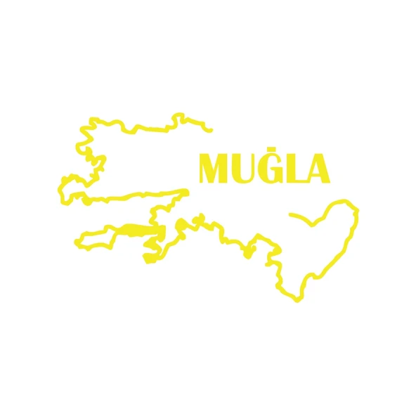Muğla Harita Araba Sticker 17x17 Cm Sarı ürün görseli 1