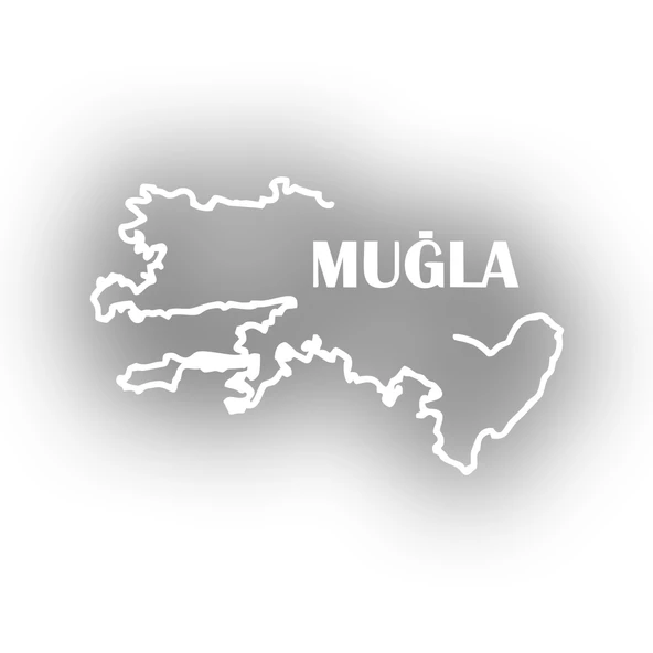 Muğla Harita Araba Sticker 17x17 Cm Beyaz ürün görseli 1
