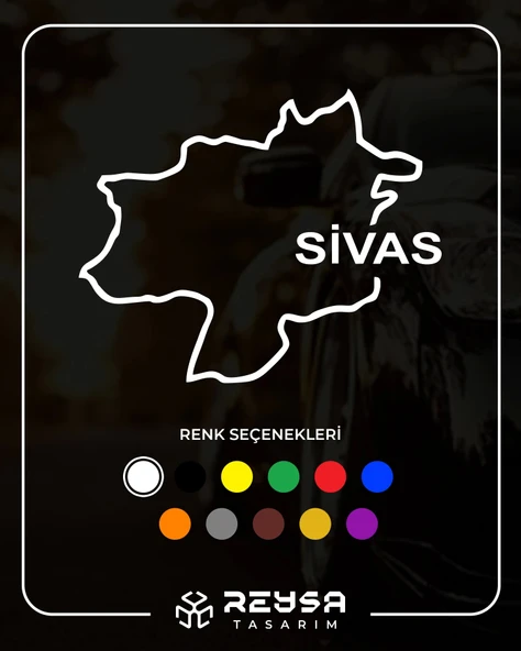Sivas Harita Araba Sticker 17x17 Cm Beyaz ürün görseli 1