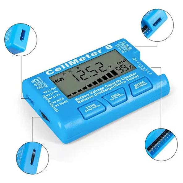 Powermaster PM-26959 Pil Kapasite Voltaj Test Cihazı RC 1-8S Lipo Lityum NIMH ürün görseli 1