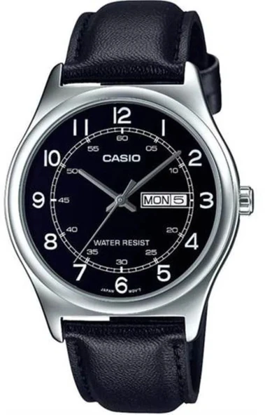 CASIO MTP-V006L-1B2UDF SİYAH DERİ KORDON RAKAMLI ERKEK KOL SAATİ ürün görseli 1