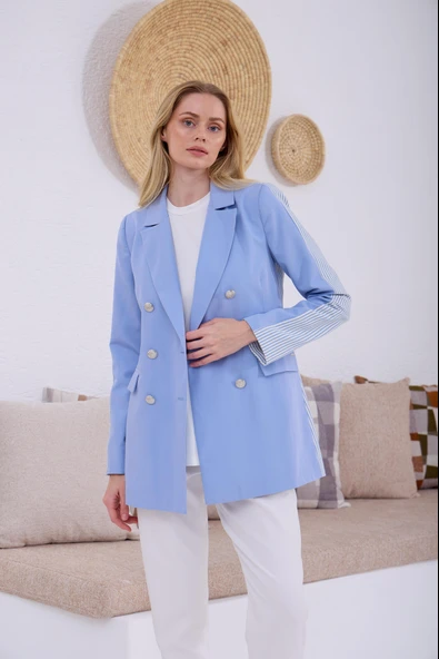 SIRTI ÇİZGİLİ BLAZER CEKET - Resim 3