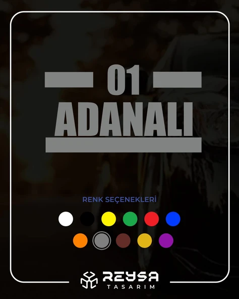 01 Adanalı Araba Sticker 17x17 Cm Gri ürün görseli 1